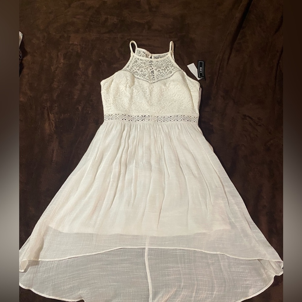 High low white lace dress